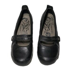 Merrell Women's  Size 9.5 Plaza Bandeau Black Leather Mary Janes Loafers Shoes